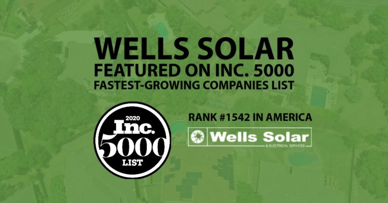 Inc 5000 2020 Award Wells Solar Texas